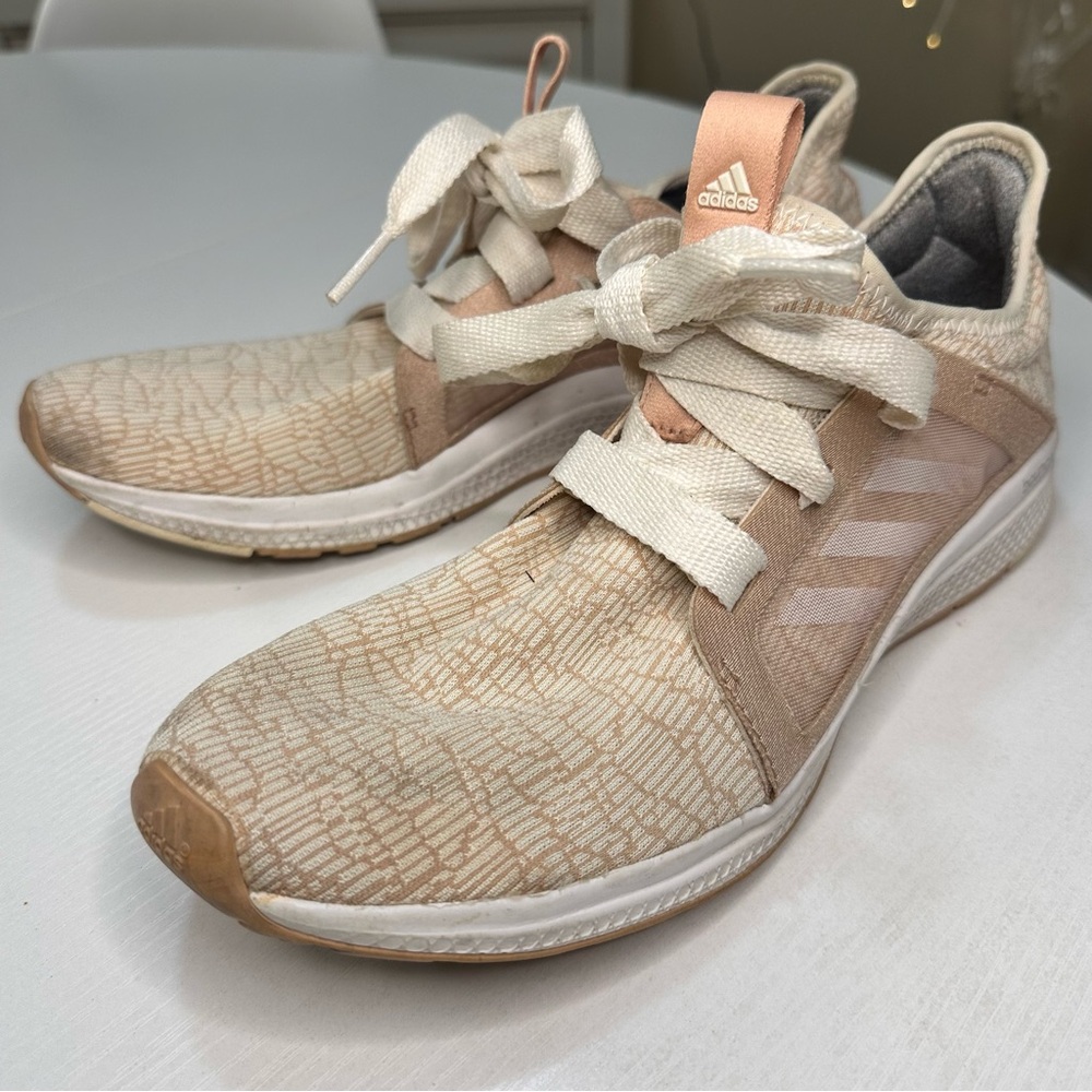 Adidas Women's Beige and White Sneakers